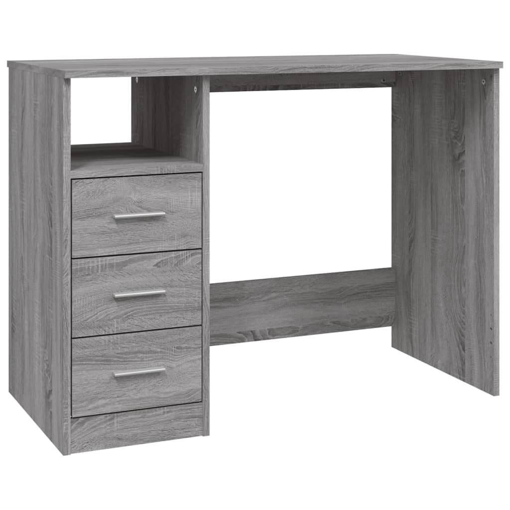 Modern Wooden Home Office Computer Desk Table With 3 Storage Drawers Wood