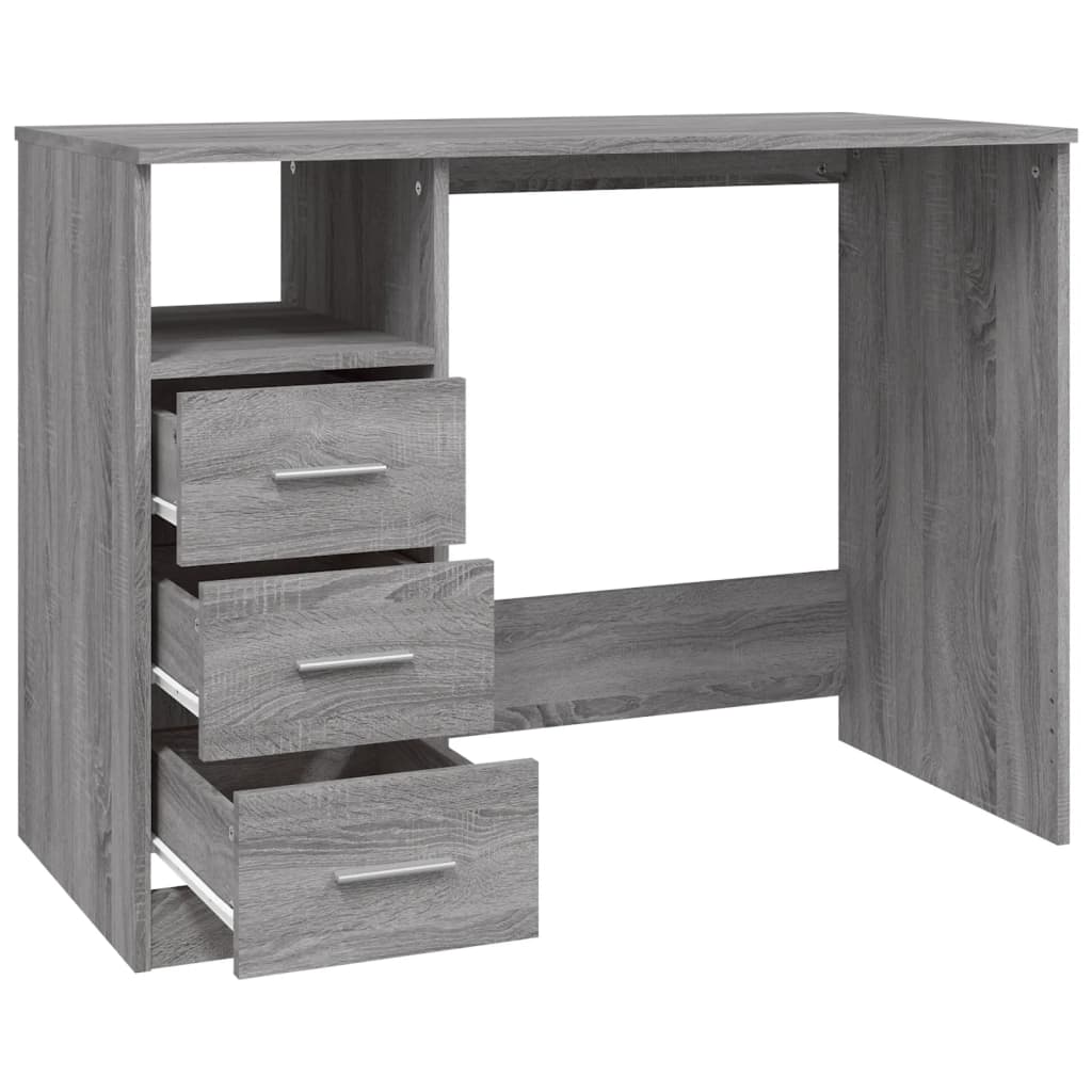 Modern Wooden Home Office Computer Desk Table With 3 Storage Drawers Wood