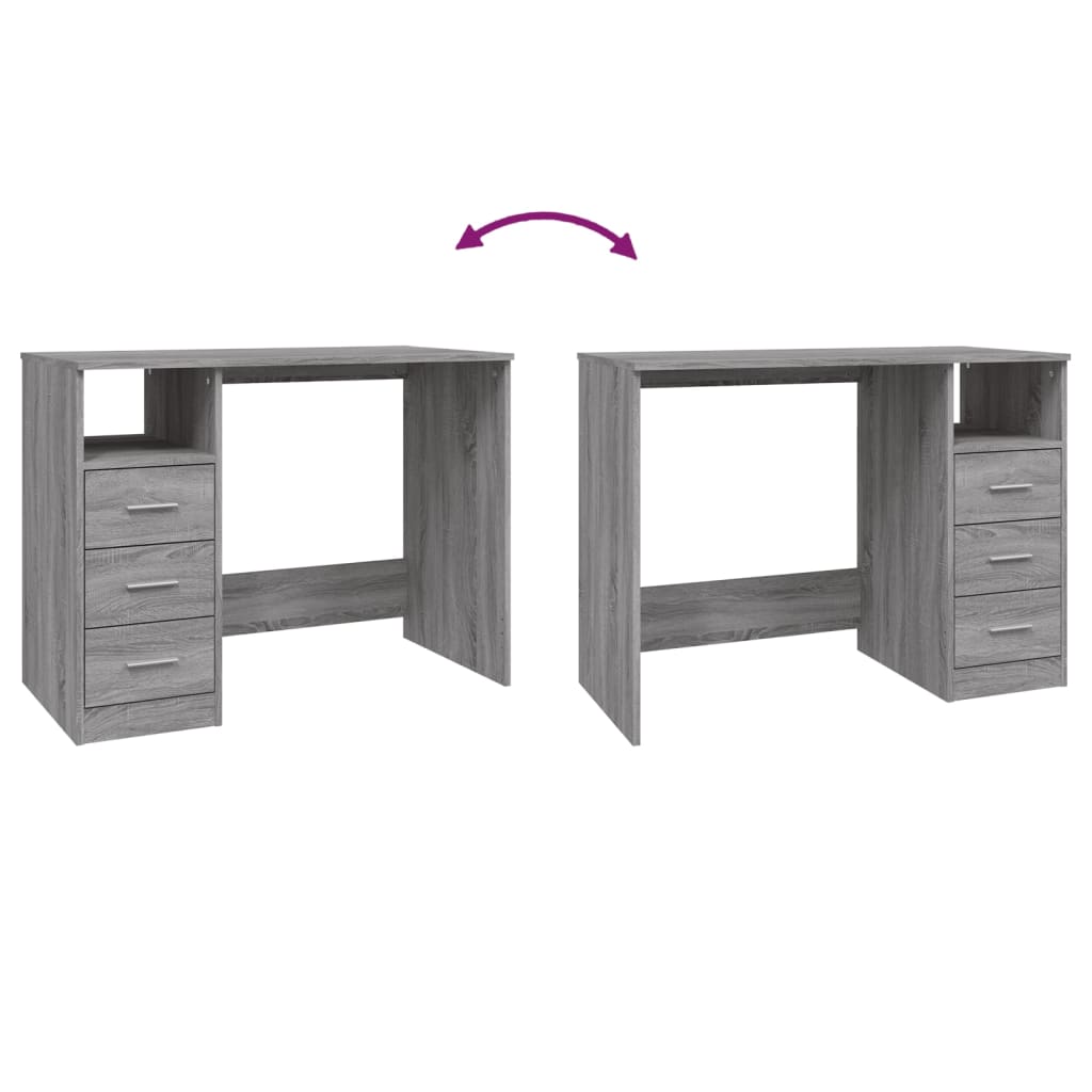 Modern Wooden Home Office Computer Desk Table With 3 Storage Drawers Wood