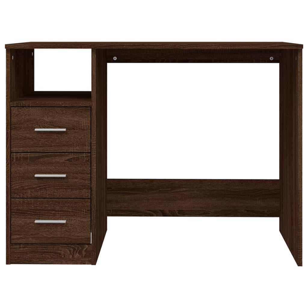 Modern Wooden Home Office Computer Desk Table With 3 Storage Drawers Wood