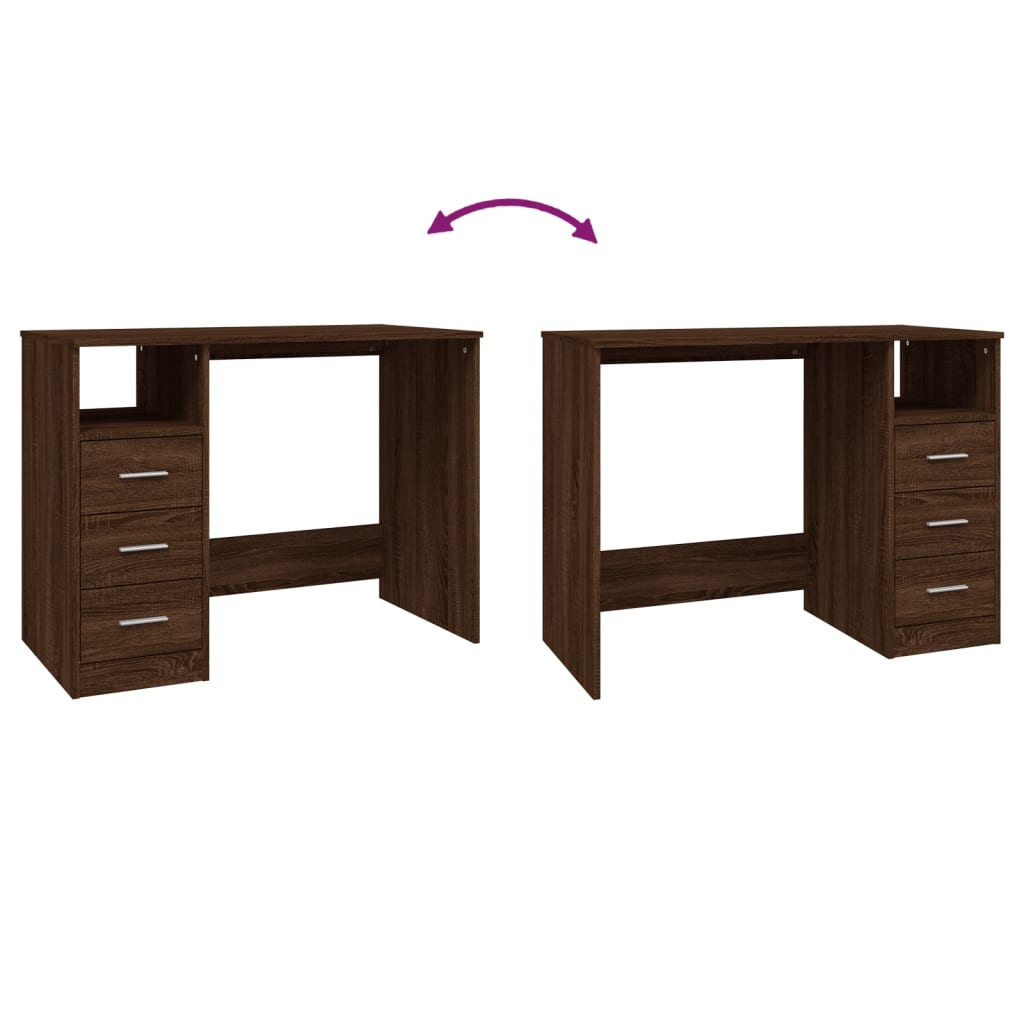 Modern Wooden Home Office Computer Desk Table With 3 Storage Drawers Wood