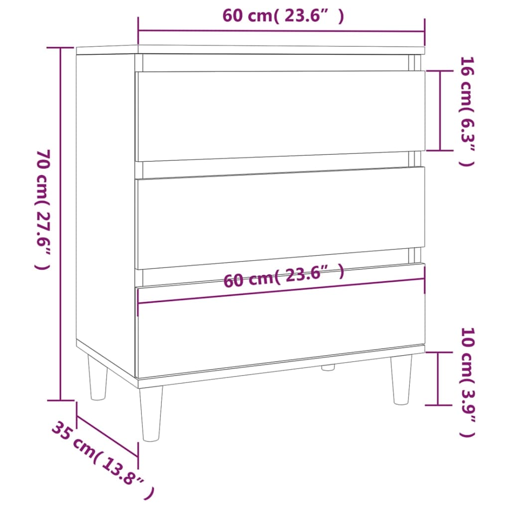Sideboard Grey Sonoma 60x35x70 cm Engineered Wood
