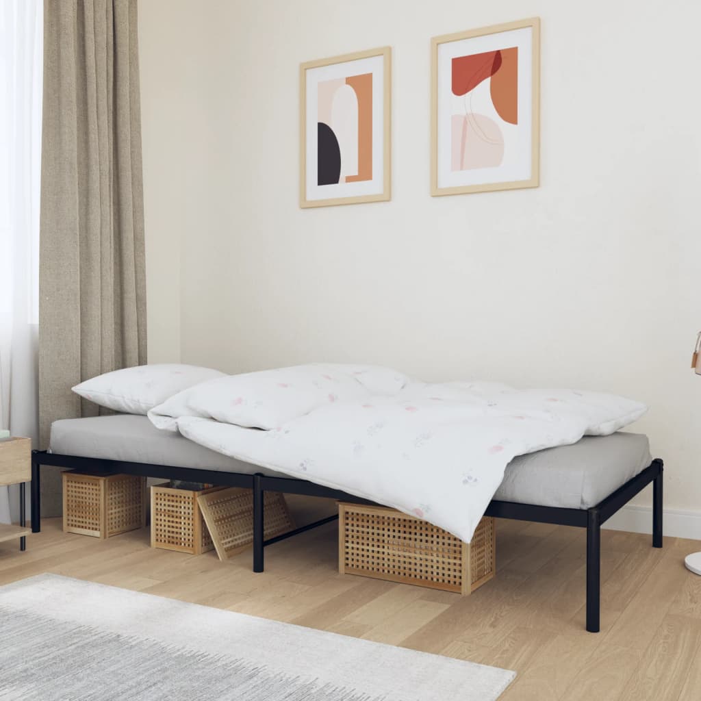 Metal Bed Frame without Mattress Black 100x190cm