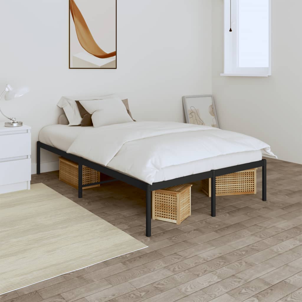 Metal Bed Frame without Mattress Black 135x190cm