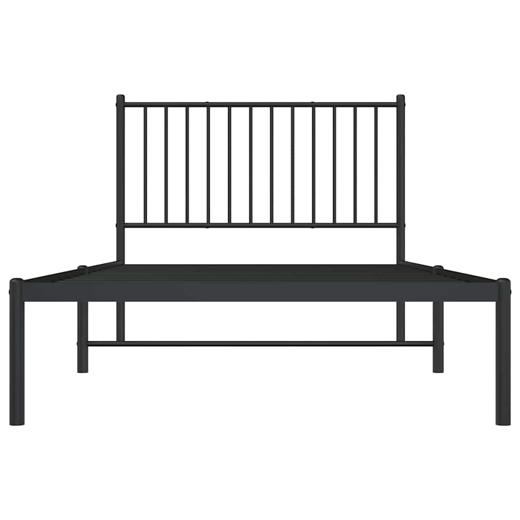 Metal Bed Frame without Mattress with Headboard Black 100x200cm