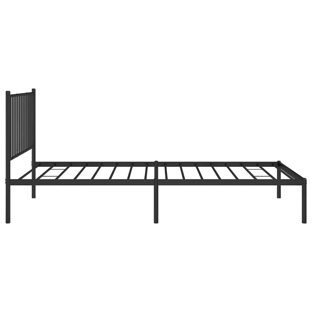 Metal Bed Frame without Mattress with Headboard Black 100x200cm