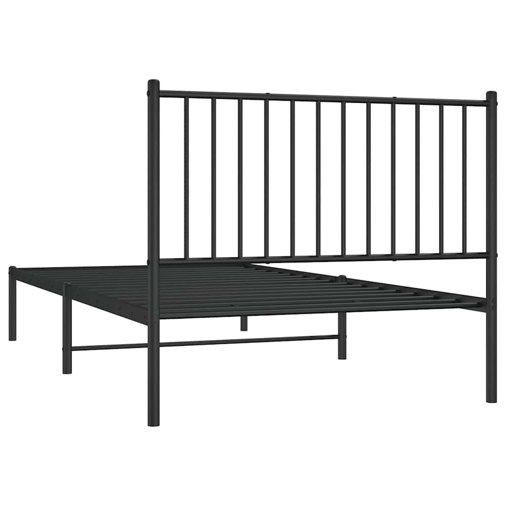 Metal Bed Frame without Mattress with Headboard Black 100x200cm