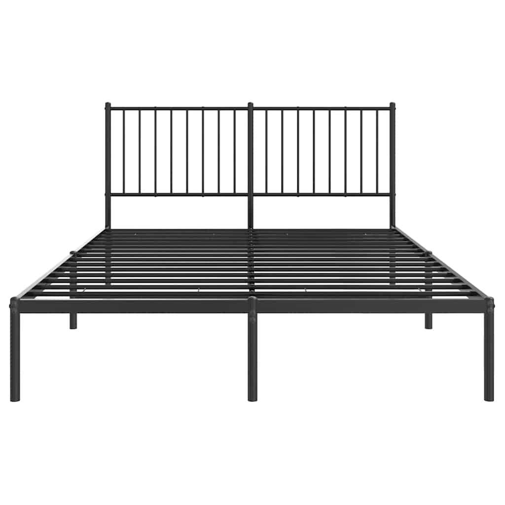 Metal Bed Frame without Mattress with Headboard Black 135x190cm