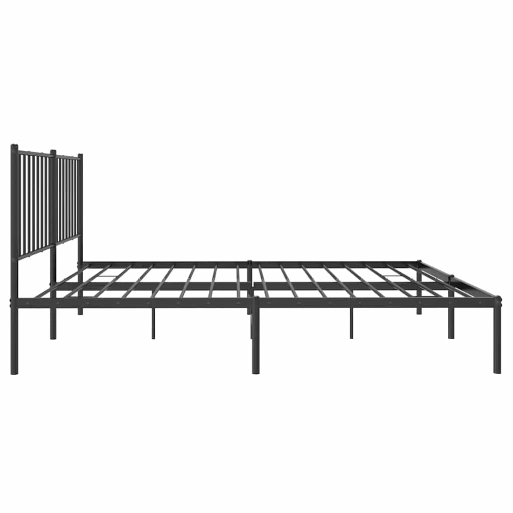 Metal Bed Frame without Mattress with Headboard Black 135x190cm