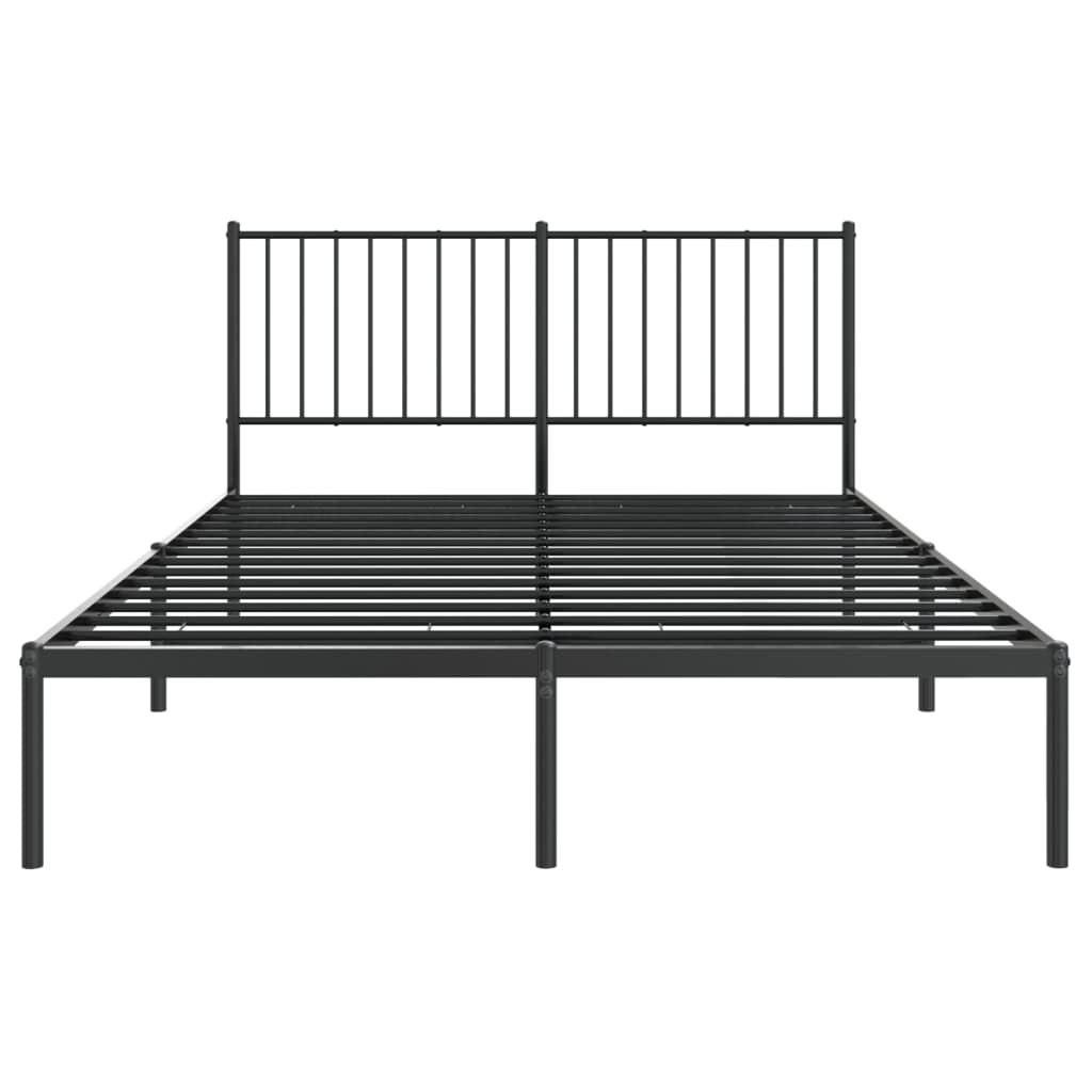 Metal Bed Frame without Mattress with Headboard Black 140x200cm