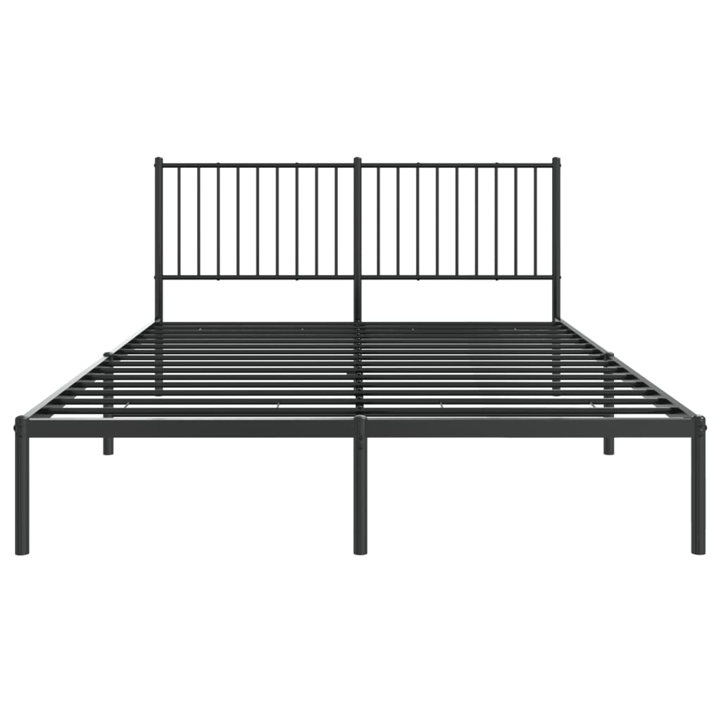 Metal Bed Frame without Mattress with Headboard Black 150x200cm