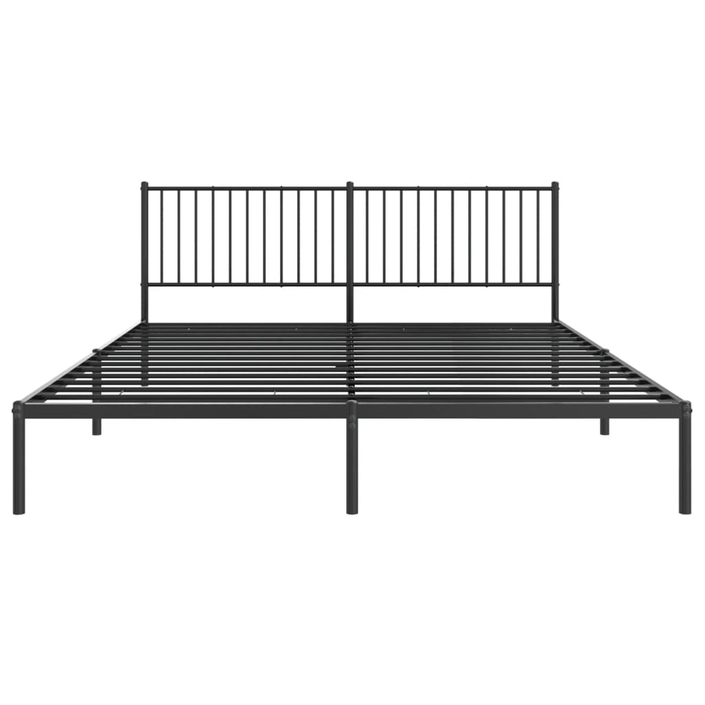 Metal Bed Frame without Mattress with Headboard Black 180x200cm