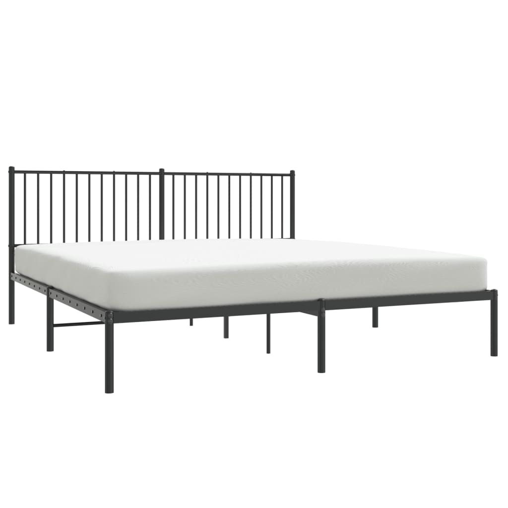 Metal Bed Frame without Mattress with Headboard Black 183x213cm