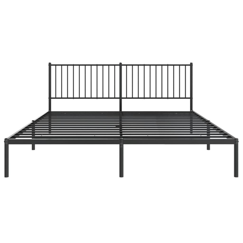 Metal Bed Frame without Mattress with Headboard Black 183x213cm
