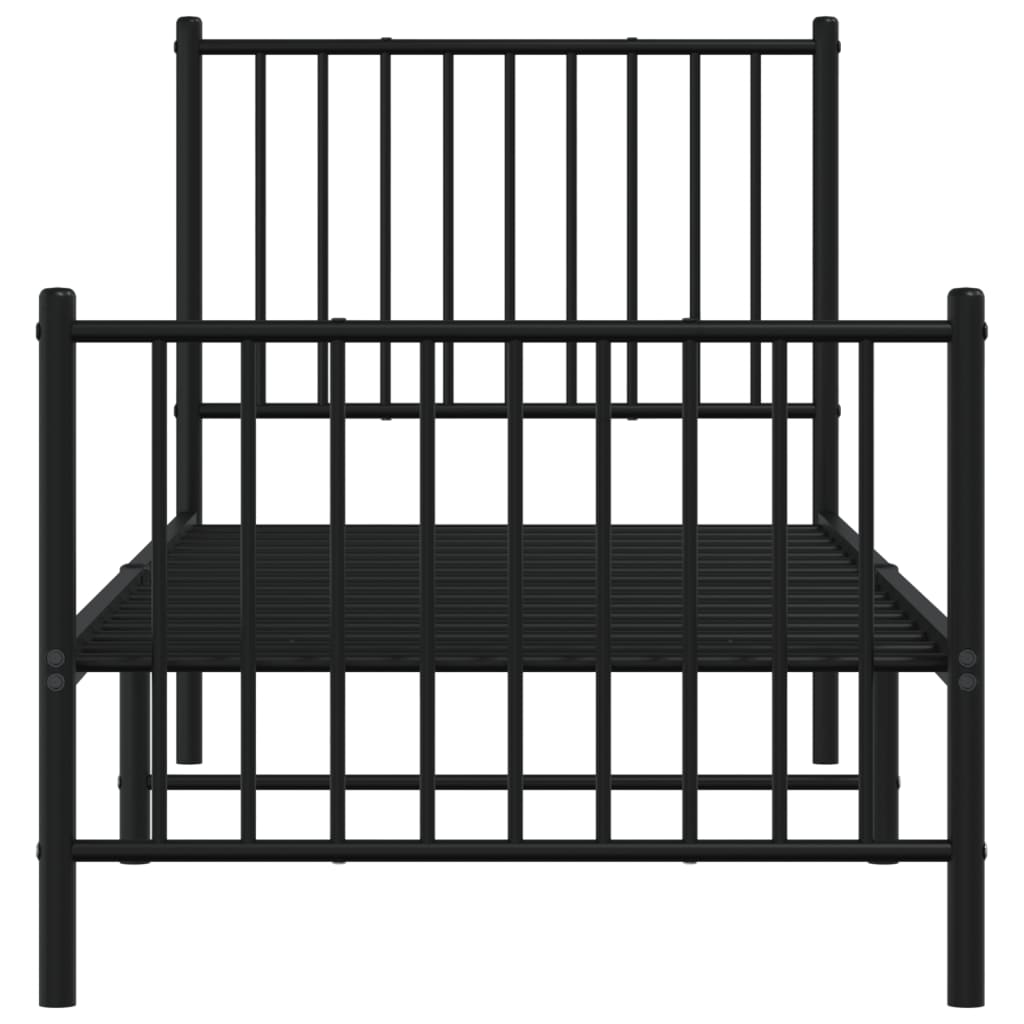 Metal Bed Frame without Mattress with Footboard Black 80x200cm