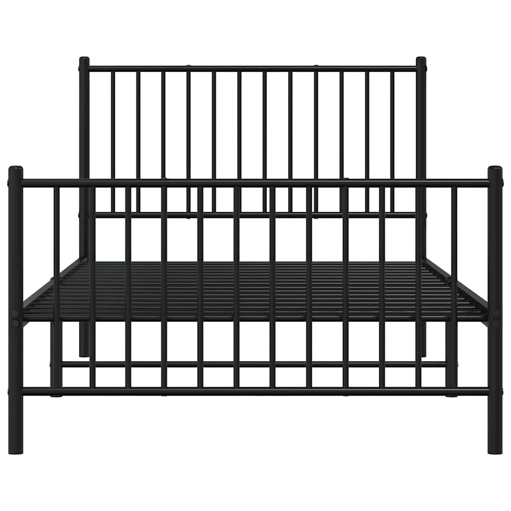Metal Bed Frame without Mattress with Footboard Black 100x190cm