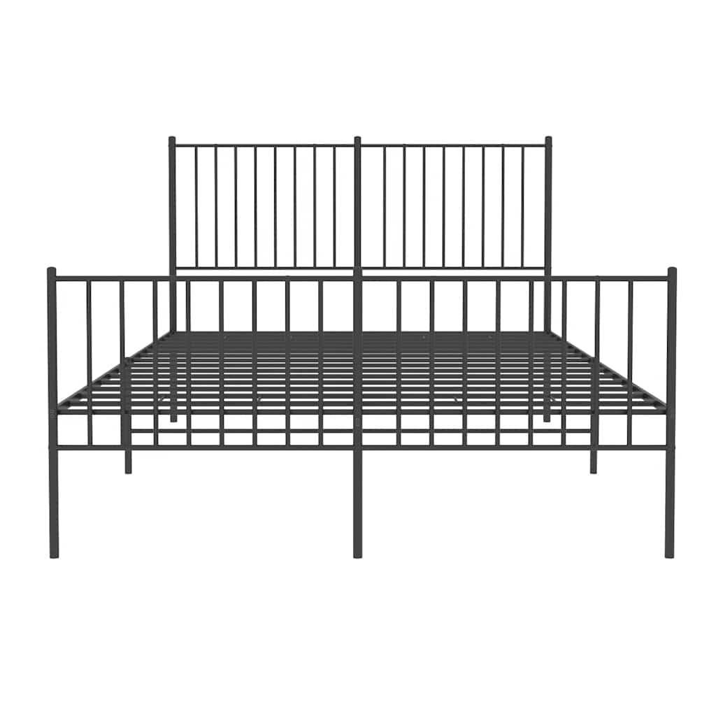 Metal Bed Frame without Mattress with Footboard Black 135x190cm