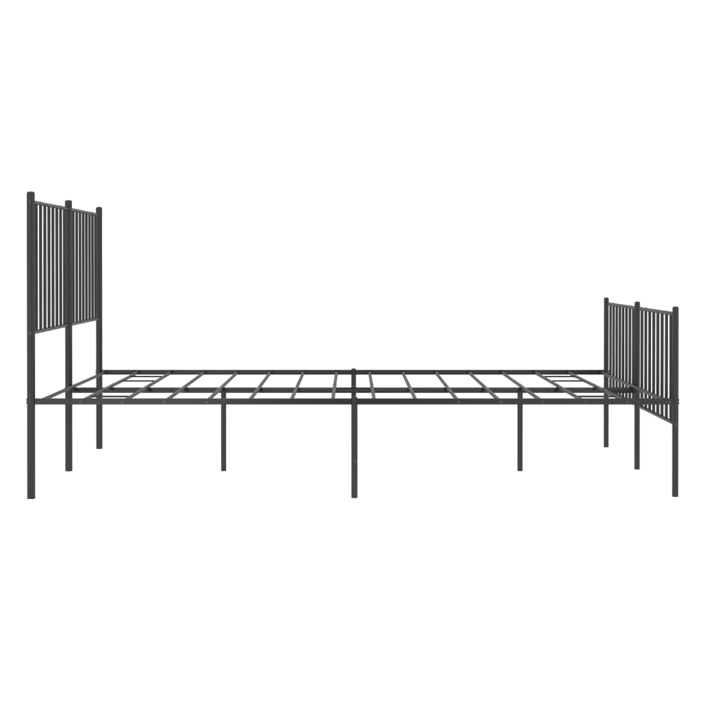 Metal Bed Frame without Mattress with Footboard Black 140x190cm