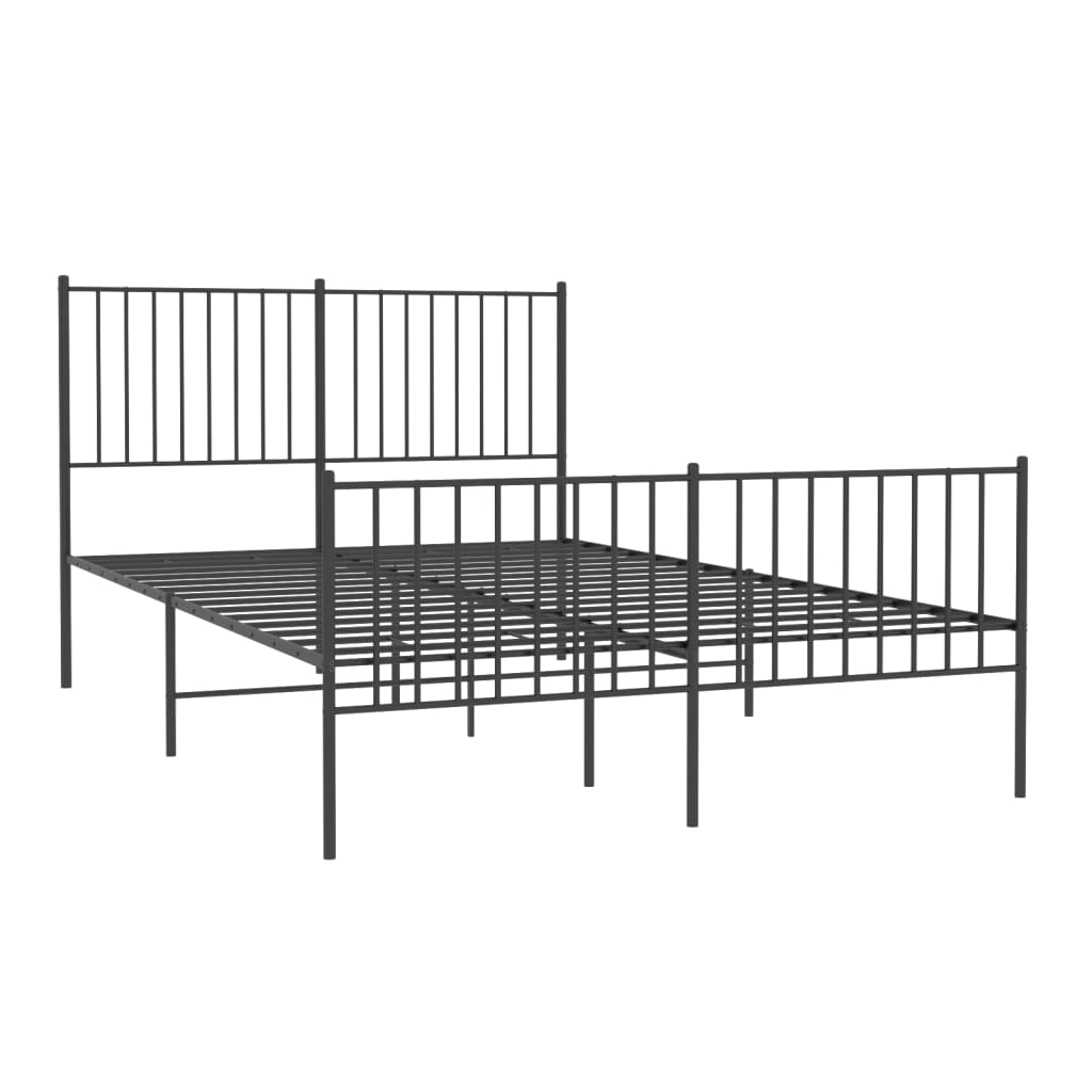 Metal Bed Frame without Mattress with Footboard Black 140x200cm