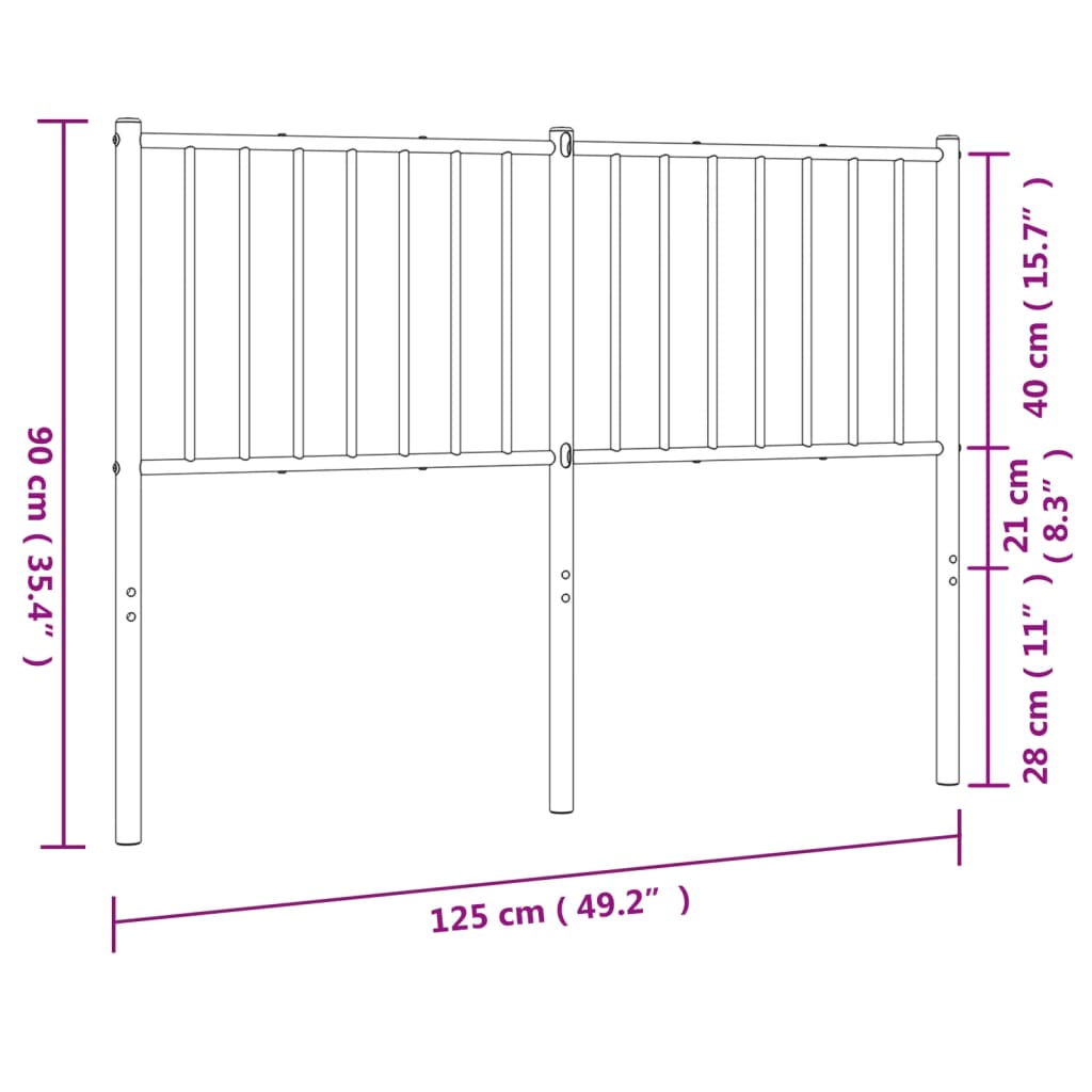 Metal Headboard Black 120 cm