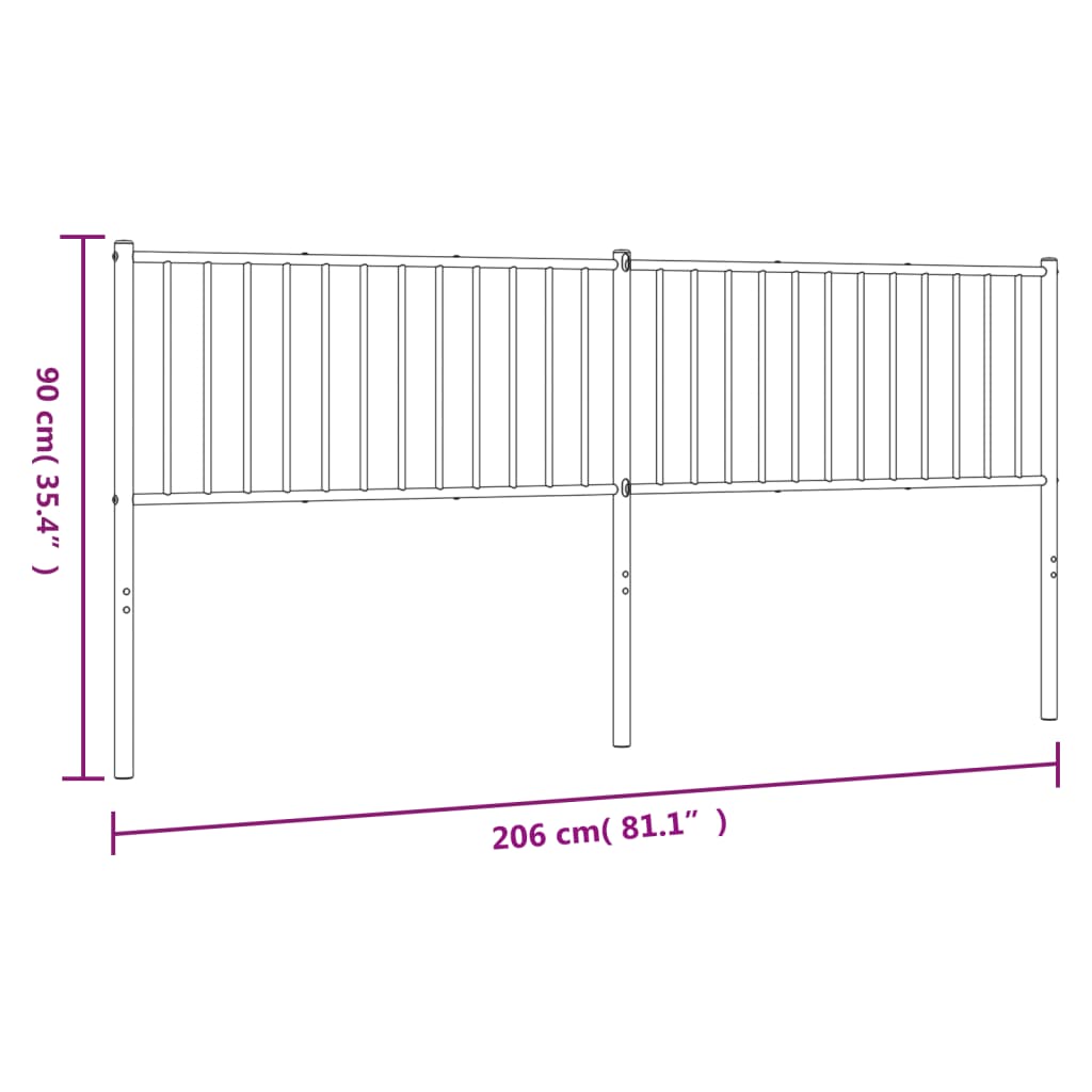 Metal Headboard Black 200 cm