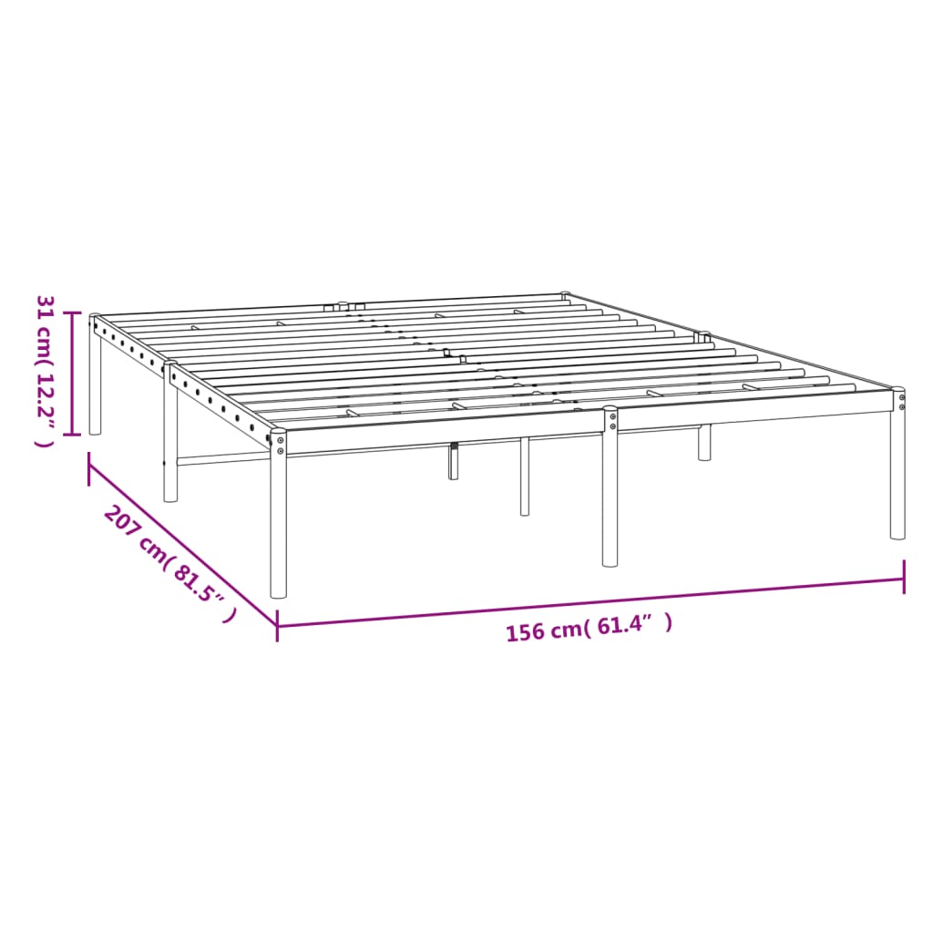 Metal Bed Frame without Mattress White 150x200cm
