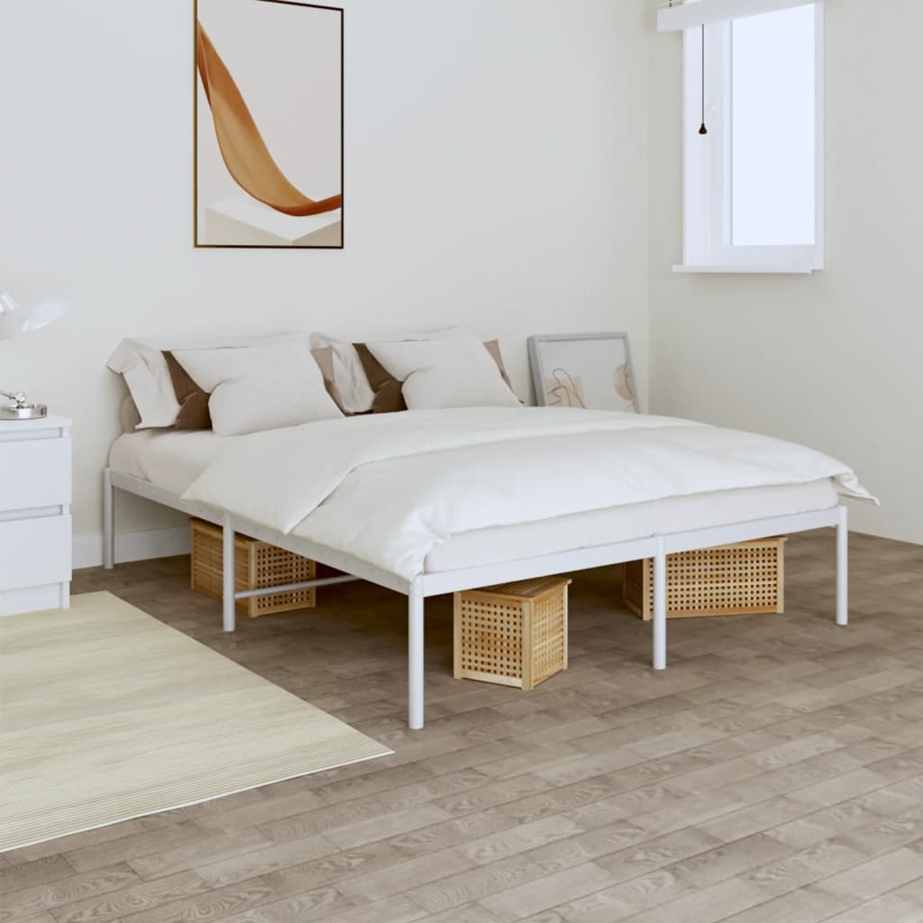 Metal Bed Frame without Mattress White 150x200cm
