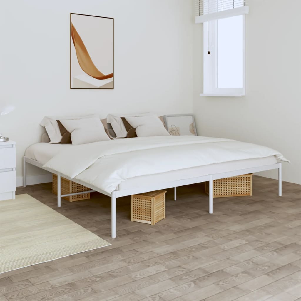 Metal Bed Frame without Mattress White 180x200cm