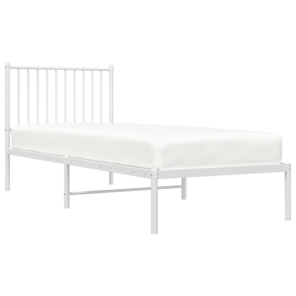 Metal Bed Frame without Mattress with Headboard White 80x200cm