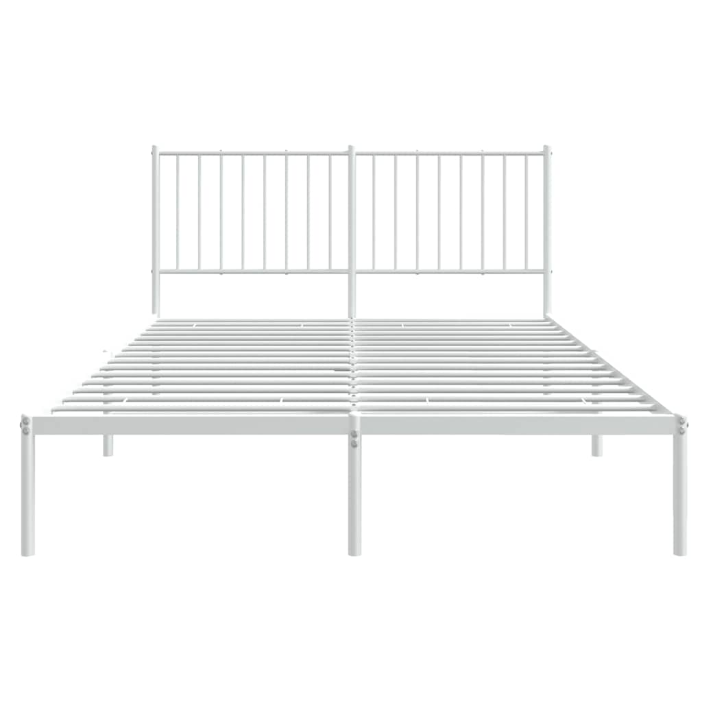 Metal Bed Frame without Mattress with Headboard White 135x190cm