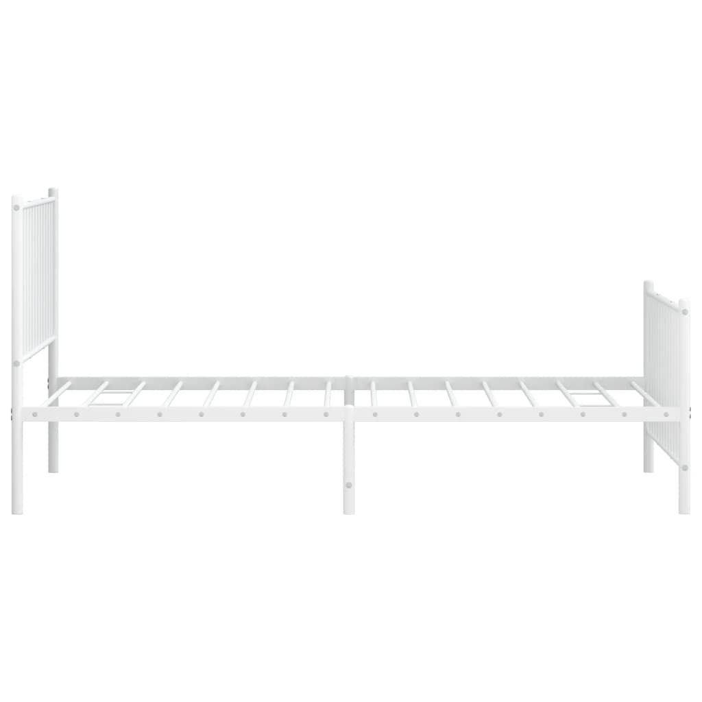 Metal Bed Frame without Mattress with Footboard White 100x190cm