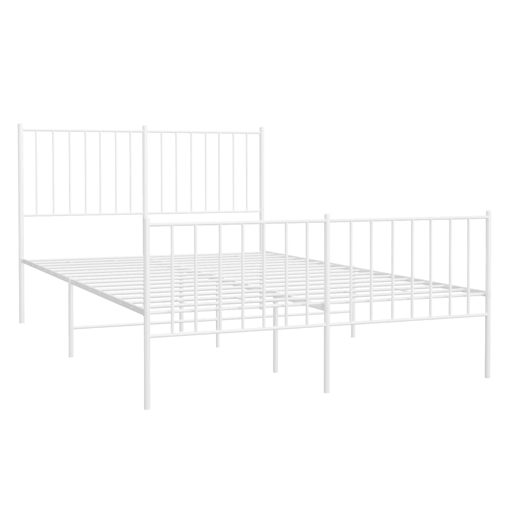 Metal Bed Frame without Mattress with Footboard White 120x190cm