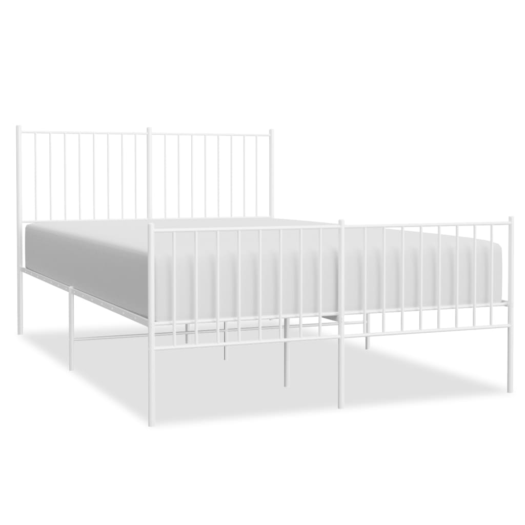 Metal Bed Frame without Mattress with Footboard White 140x200cm