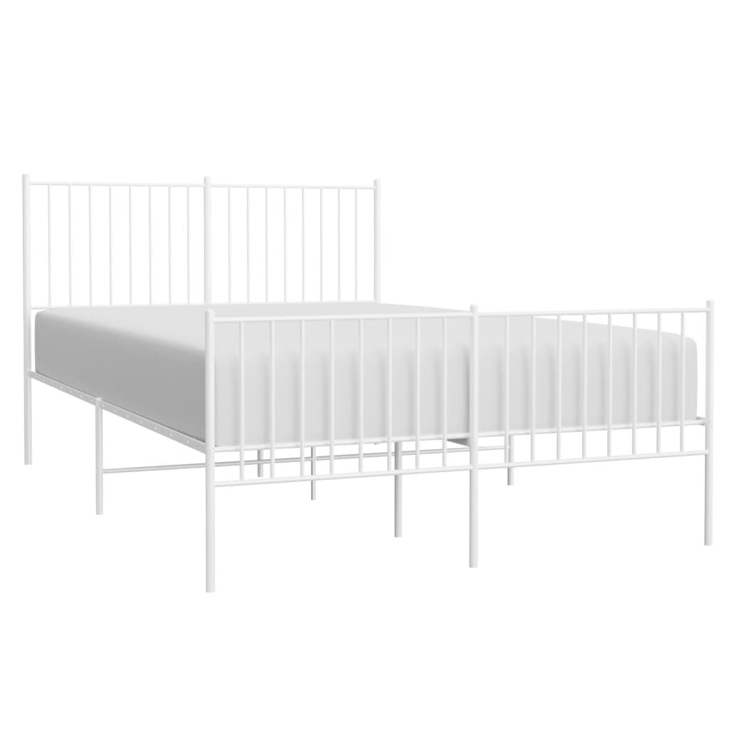 Metal Bed Frame without Mattress with Footboard White 140x200cm