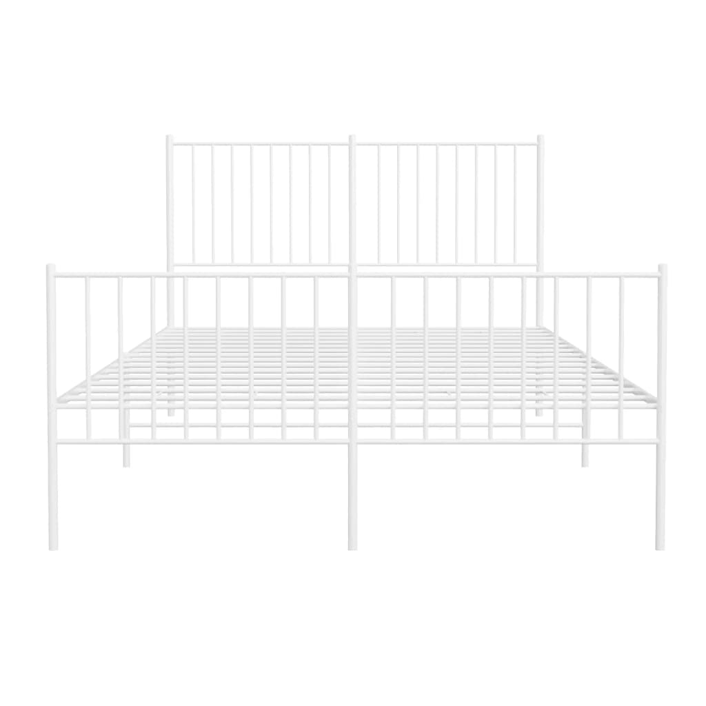 Metal Bed Frame without Mattress with Footboard White 140x200cm