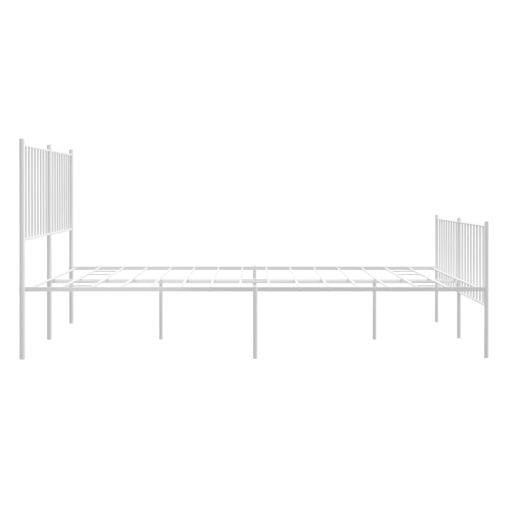 Metal Bed Frame without Mattress with Footboard White 140x200cm