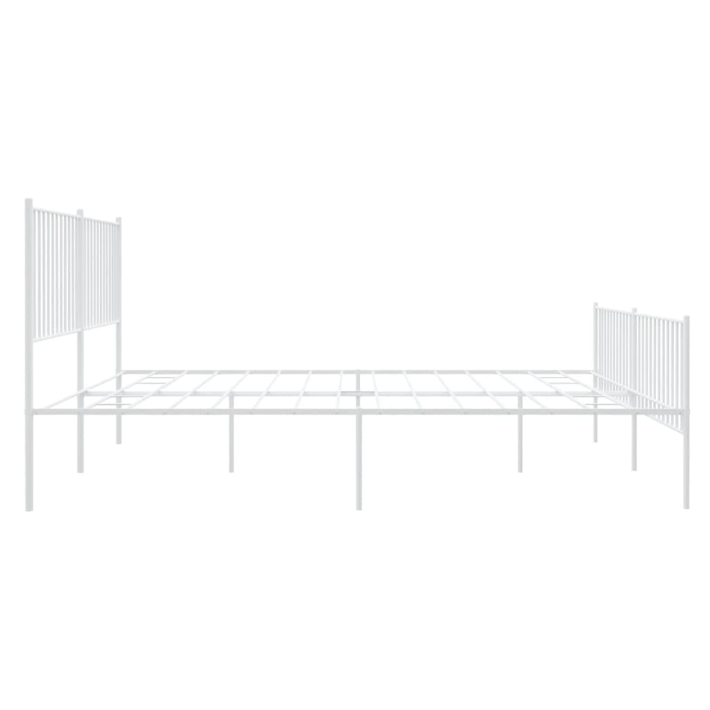 Metal Bed Frame without Mattress with Footboard White 180x200cm