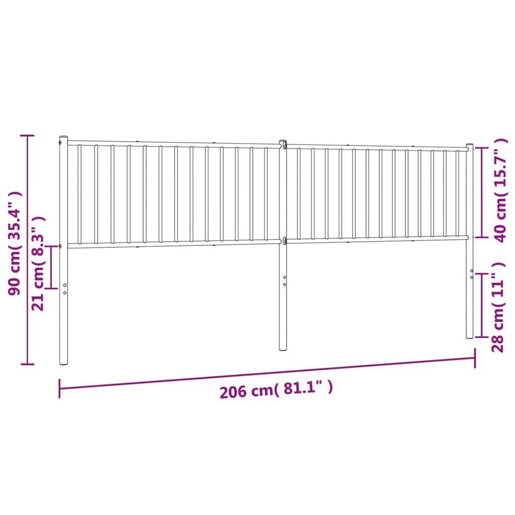 Metal Headboard White 200 cm