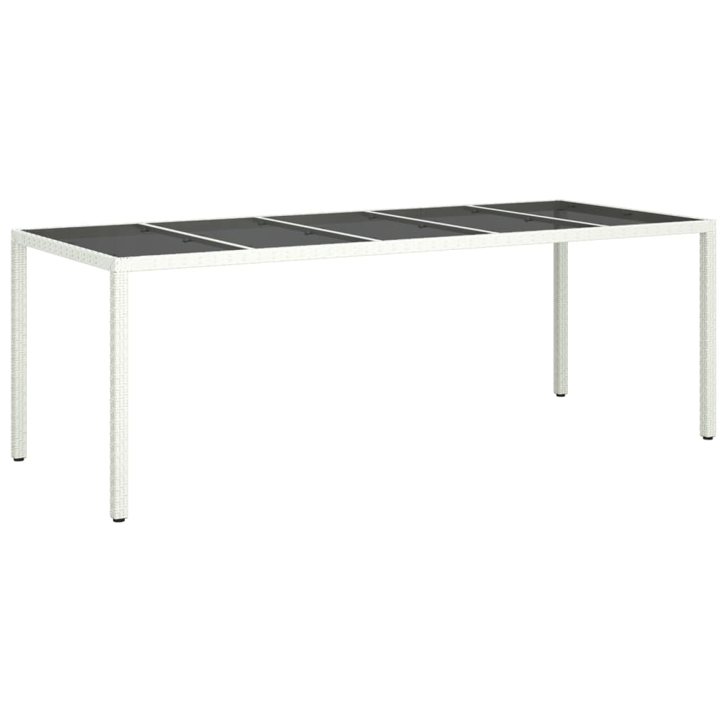 Outdoor Patio Poly Rattan Large 6 Person Garden Dining Table With Glass Top