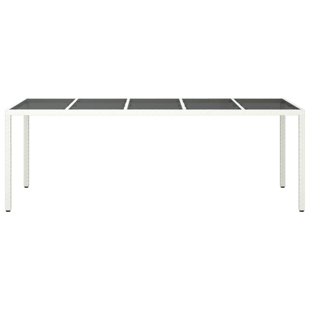 Outdoor Patio Poly Rattan Large 6 Person Garden Dining Table With Glass Top