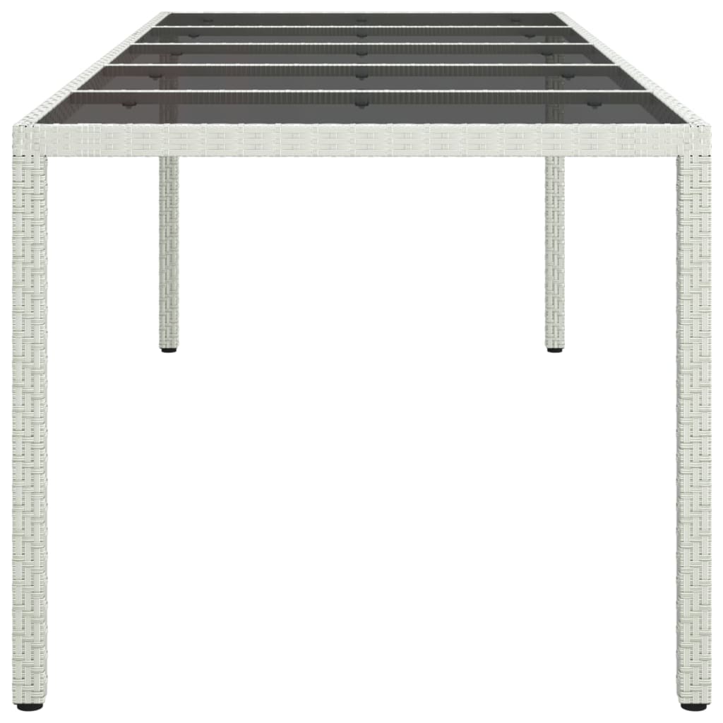 Outdoor Patio Poly Rattan Large 6 Person Garden Dining Table With Glass Top