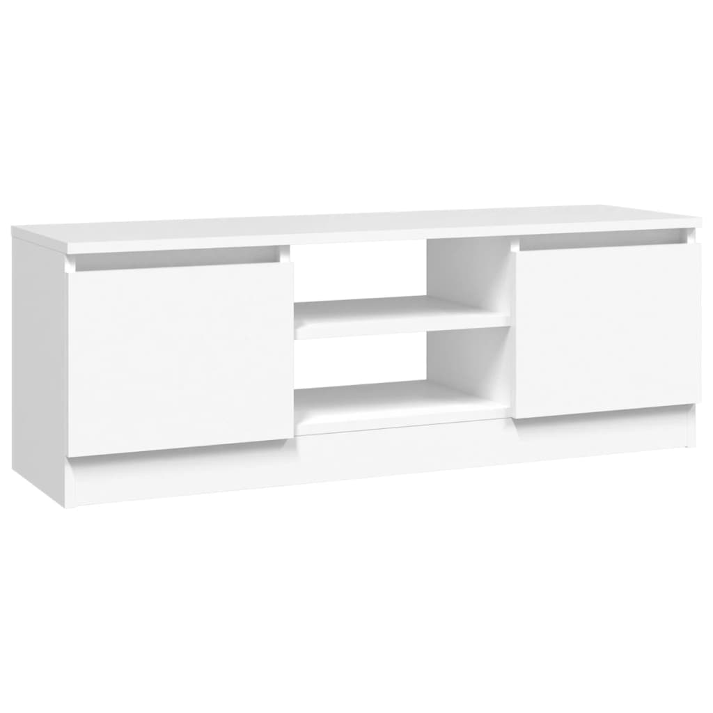 Modern Wooden TV Tele Media Stand Unit Cabinet With 2 Doors & Storage Shelf