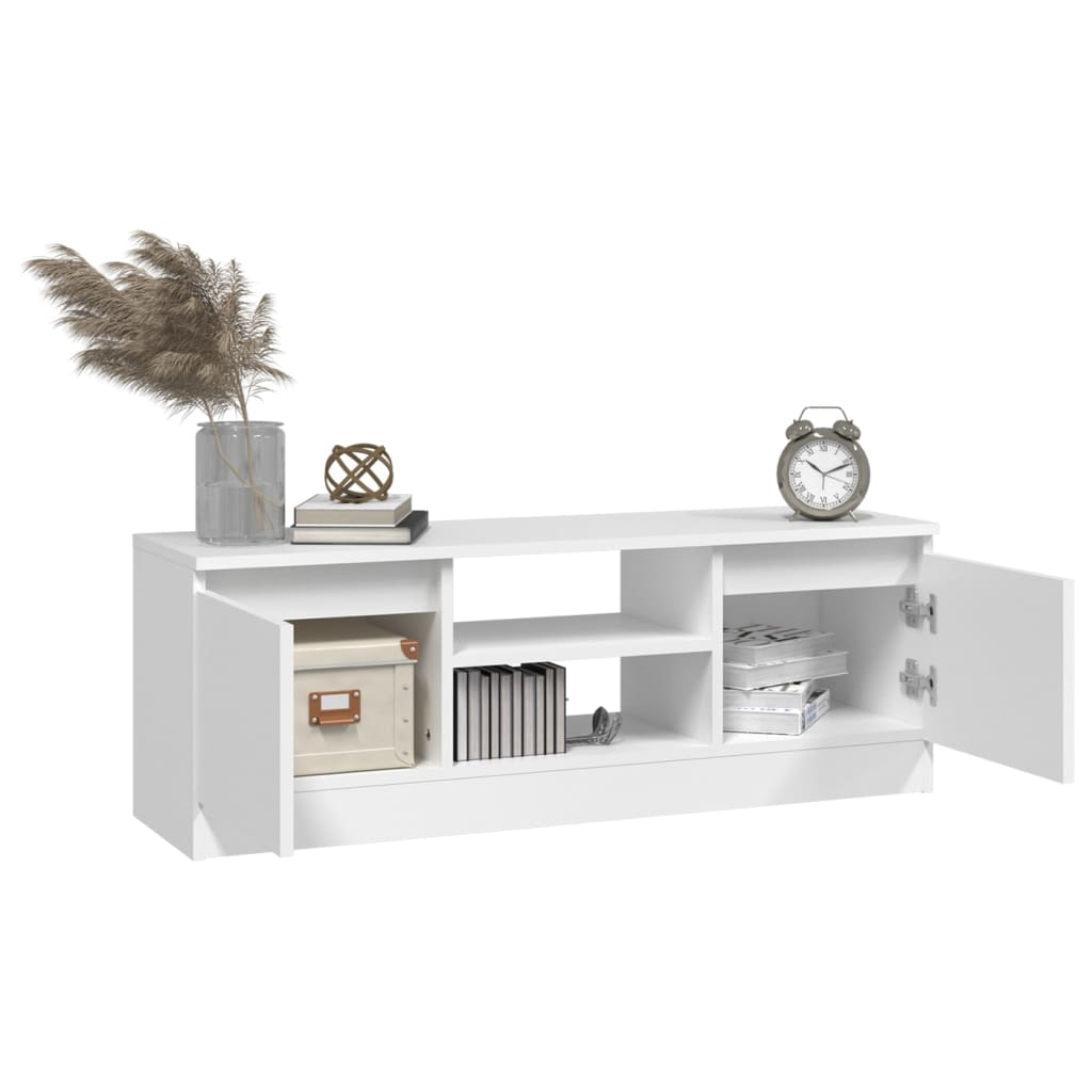 Modern Wooden TV Tele Media Stand Unit Cabinet With 2 Doors & Storage Shelf