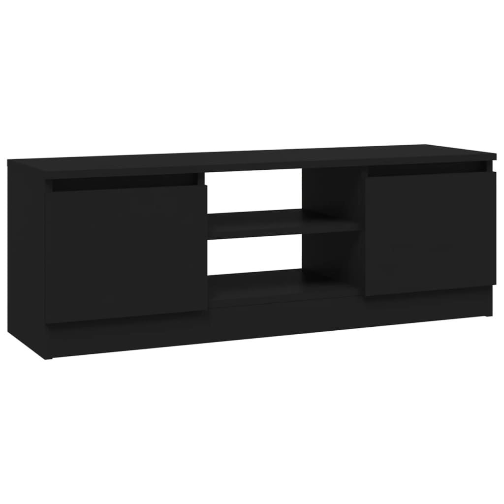 Modern Wooden TV Tele Media Stand Unit Cabinet With 2 Doors & Storage Shelf