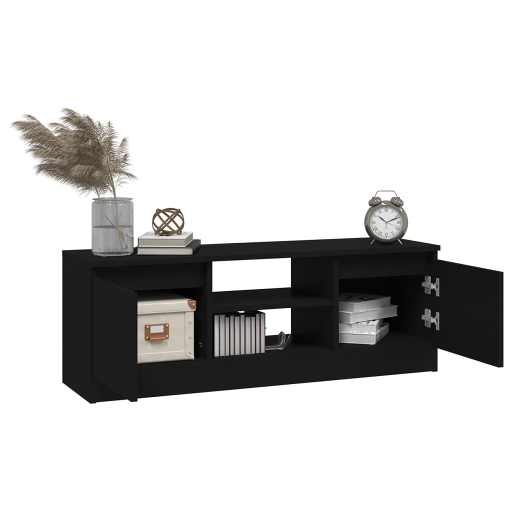 Modern Wooden TV Tele Media Stand Unit Cabinet With 2 Doors & Storage Shelf