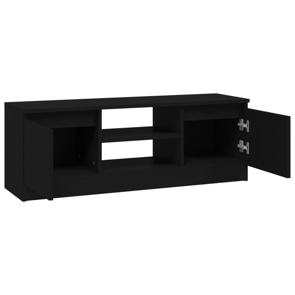 Modern Wooden TV Tele Media Stand Unit Cabinet With 2 Doors & Storage Shelf