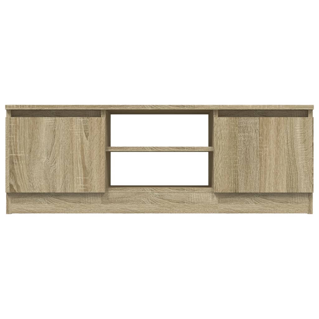 Modern Wooden TV Tele Media Stand Unit Cabinet With 2 Doors & Storage Shelf