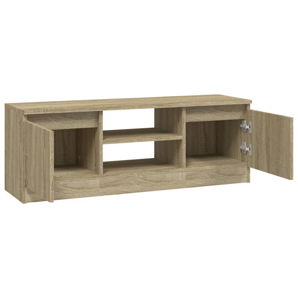 Modern Wooden TV Tele Media Stand Unit Cabinet With 2 Doors & Storage Shelf