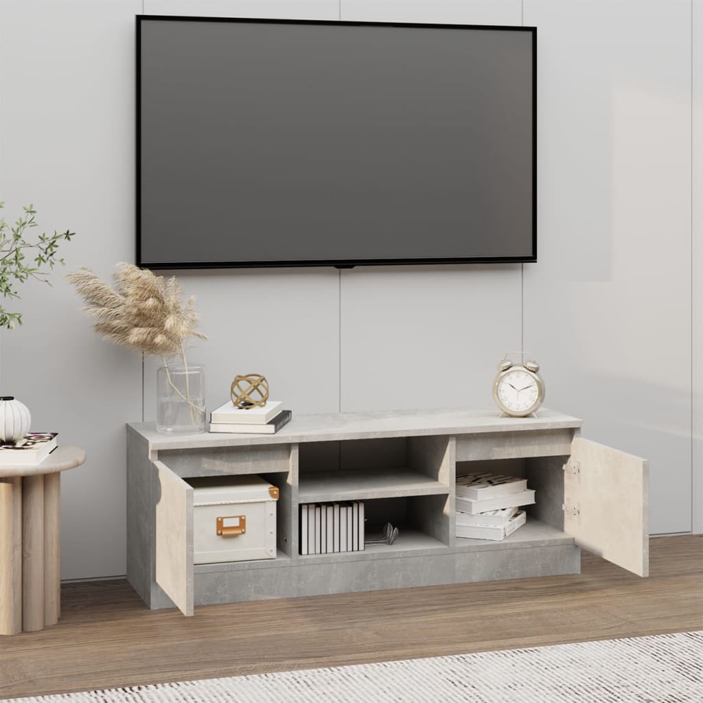 Modern Wooden TV Tele Media Stand Unit Cabinet With 2 Doors & Storage Shelf
