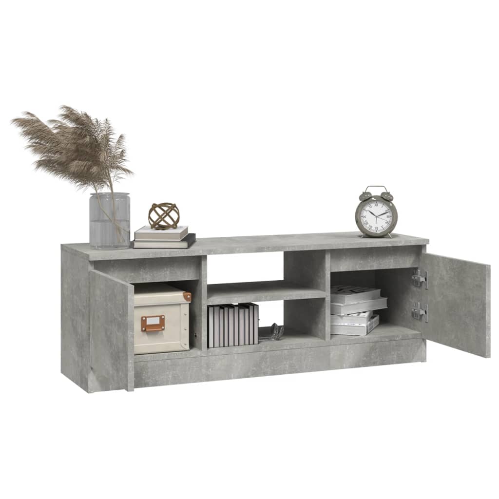 Modern Wooden TV Tele Media Stand Unit Cabinet With 2 Doors & Storage Shelf